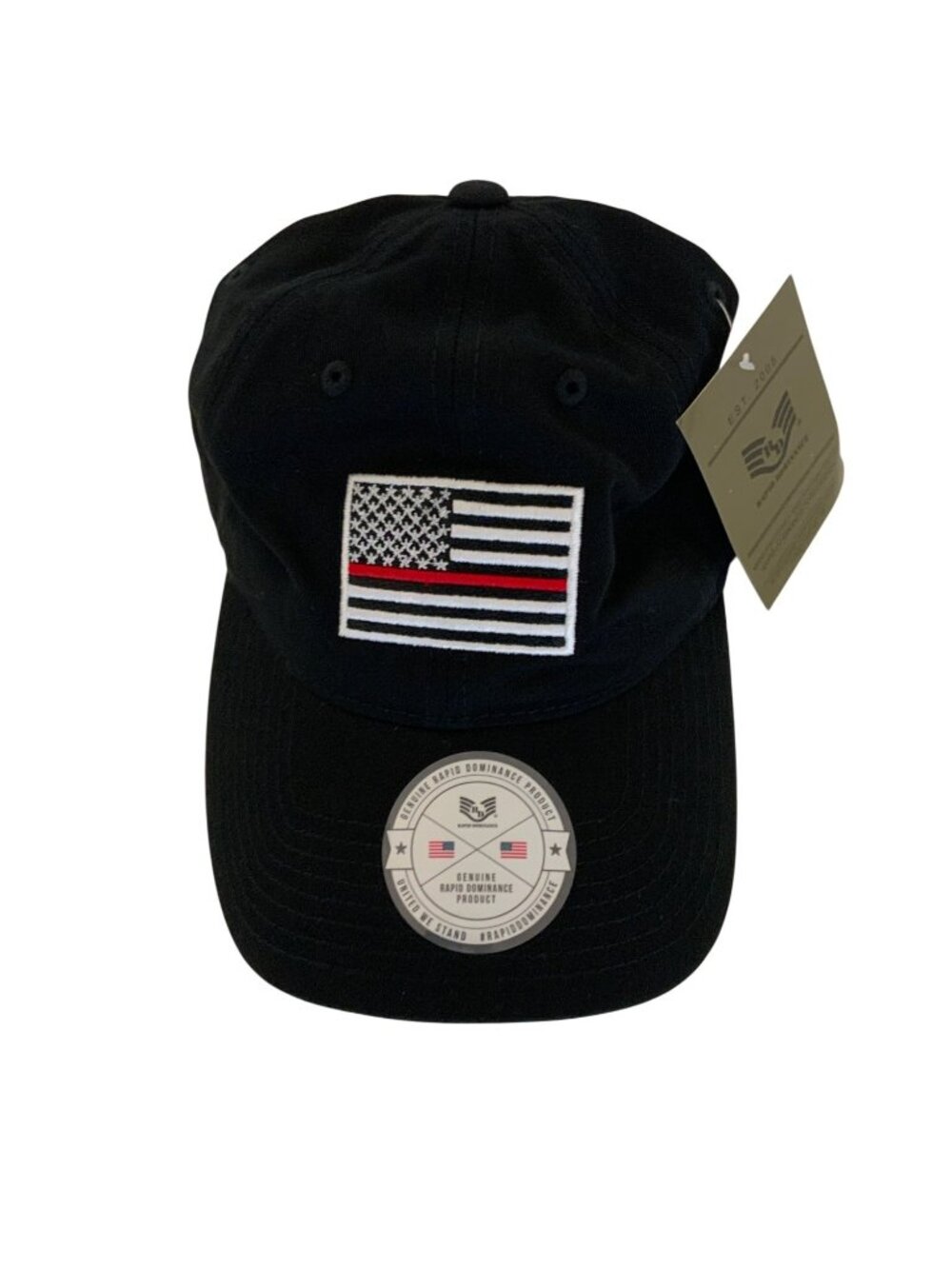 Thin Red Line Black Cotton Baseball Cap By Rapid Dominance